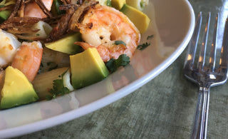 Recipe: Rigatoni with Shrimp, Avocado and Miso-Lemon Dressing