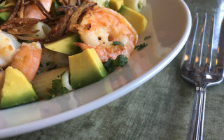 Recipe: Rigatoni with Shrimp, Avocado and Miso-Lemon Dressing