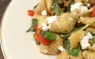 Recipe: Shells with Charred Peppers, Cherry Tomatoes, Ricotta & Basil Oil
