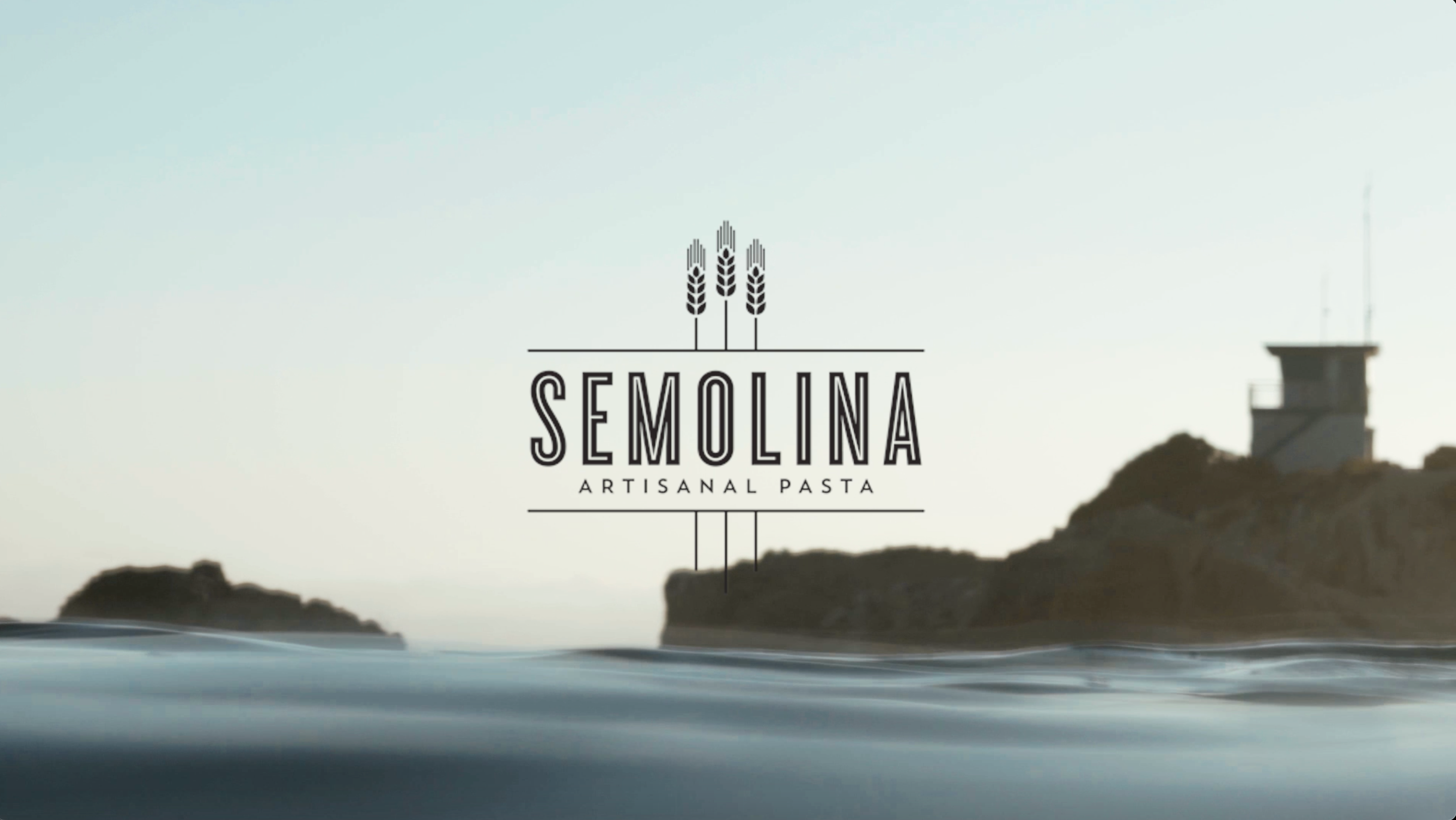 Semolina Logo, and ocean scene